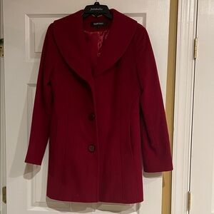 Ellen Tracy Red Pea Coat with side pockets